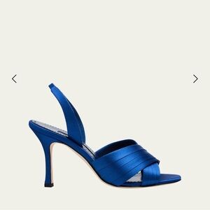 Manolo Blahnik Vierasan Cobalt Blue Satin Slingback Heels 6.5